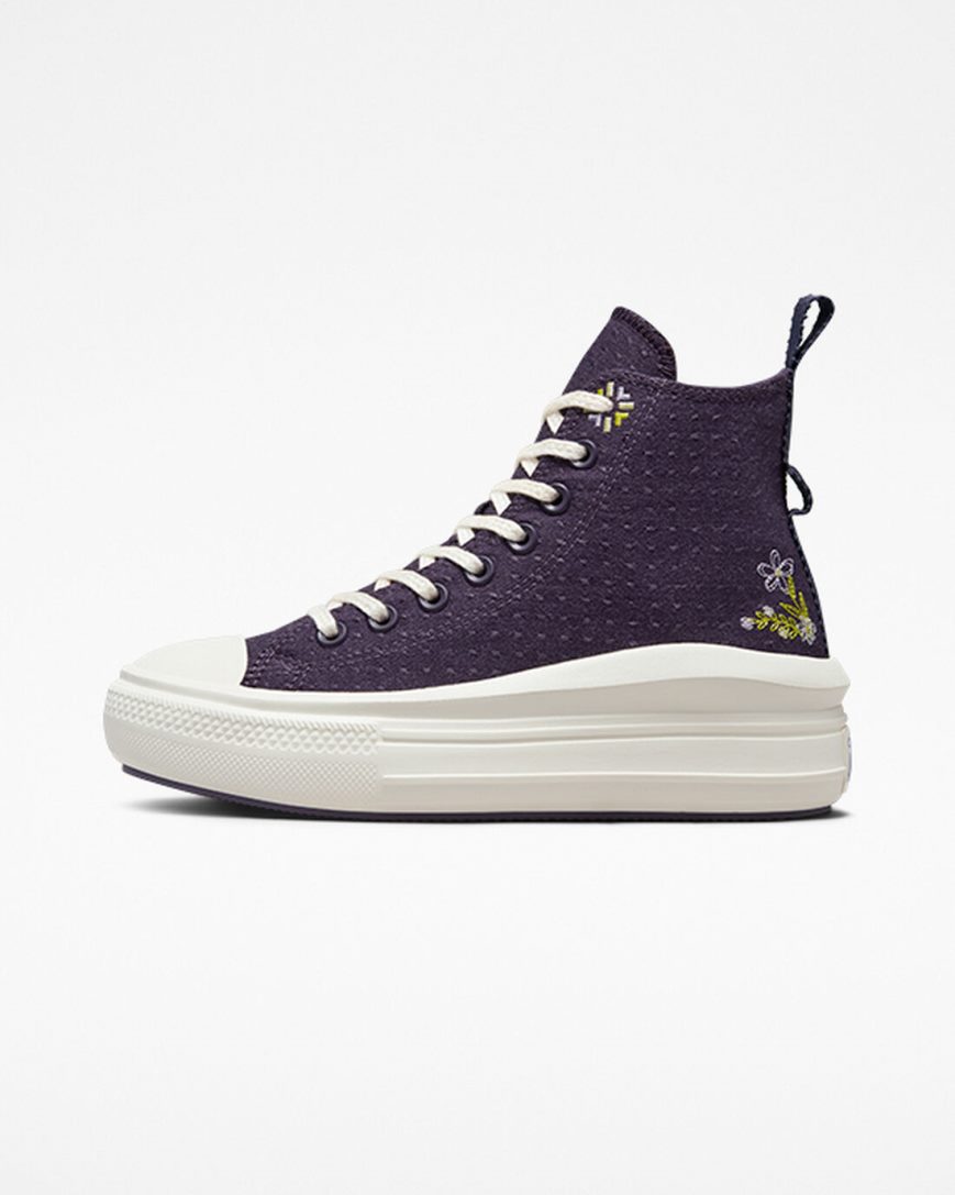 Zapatos Plataforma Converse Chuck Taylor All Star Move Autumn Embroidery Altas Mujer Moradas | PE 08472P